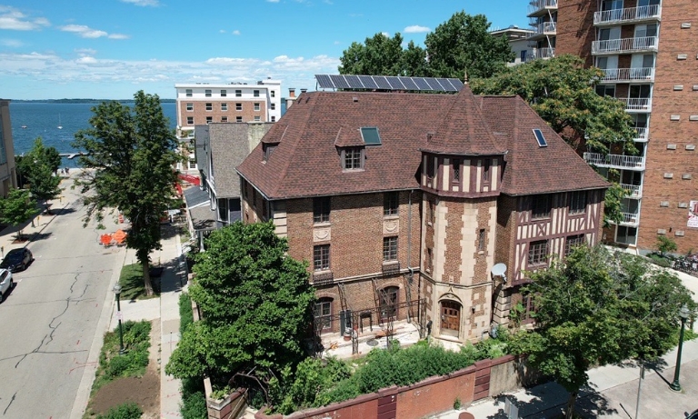 Large multi-family building with solar panels in Madison, Wisconsin