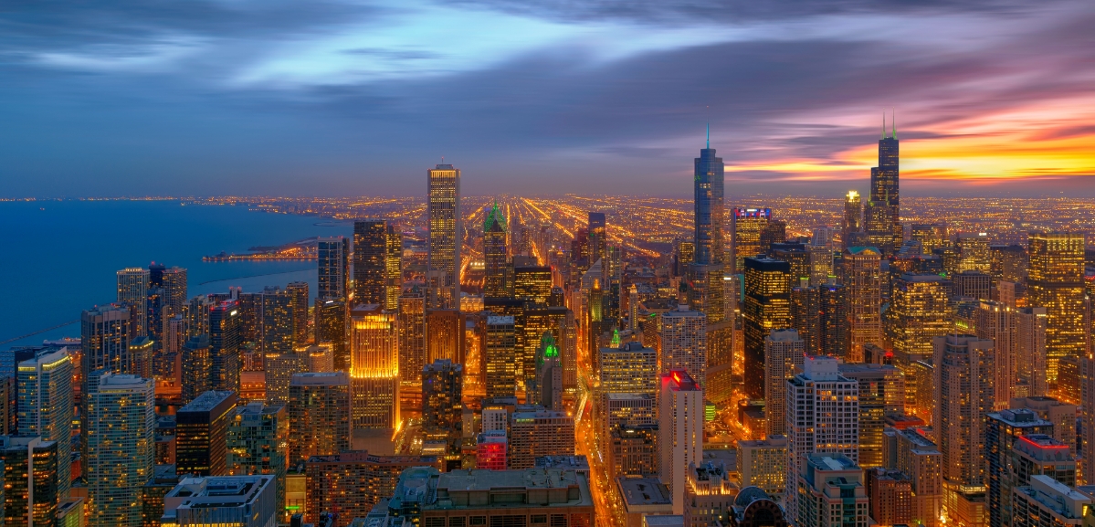 Skyline of Chicago at night