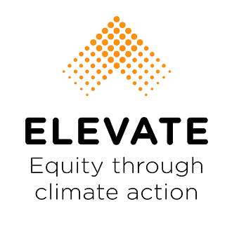 Elevate logo with tagline Equity through climate action