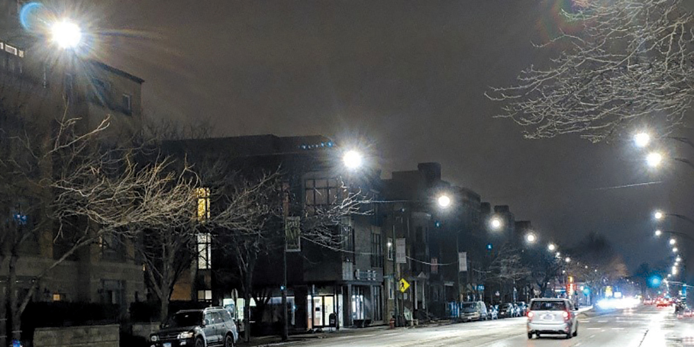 LED Street lighting in use 
